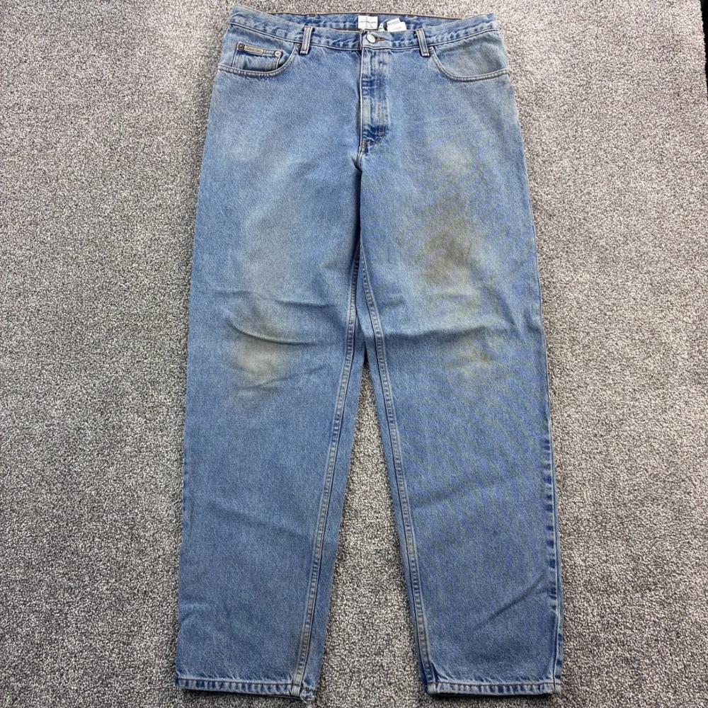 Vintage Calvin Klein Jeans Mens 36x32 Easy Fit Light Wash Double Stone Straight